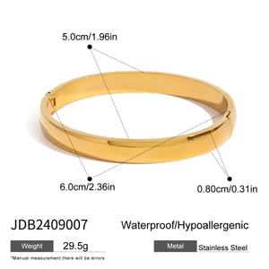 1 Stück schlichter, klassischer, geometrischer Armreif aus Edelstahl mit 18 Karat Vergoldung für Damen h5 